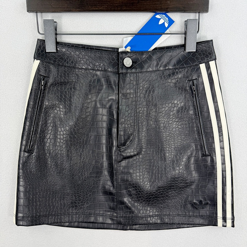 Adidas Pleather Skirt 'Black' / Size 6 / KE5034, NEW
